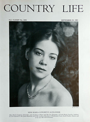 Miss Maria Congreve Alexander Country Life Magazine Portrait September 29, 1983 Vol. CLXXIV No. 4493