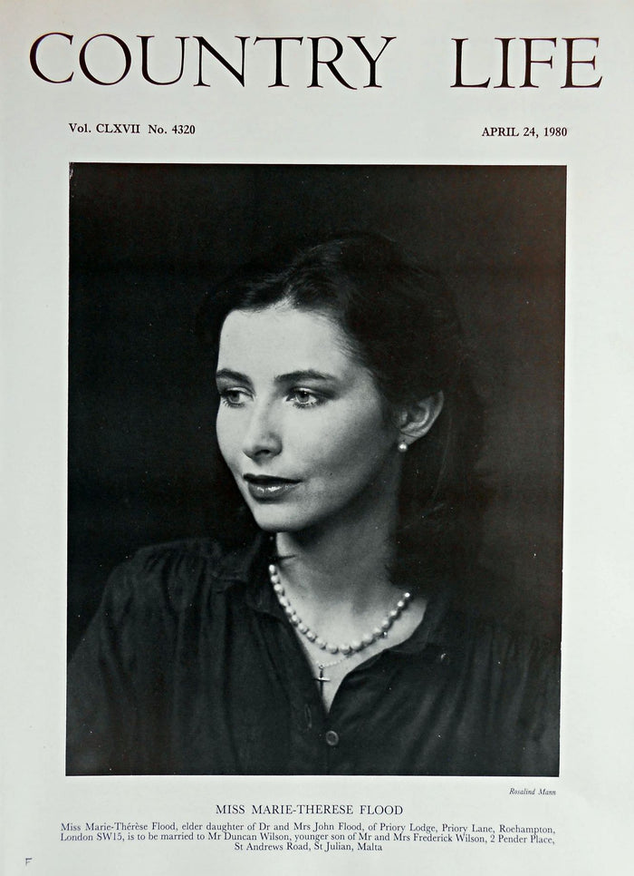 Miss Marie-Thérèse Flood Country Life Magazine Portrait April 24, 1980 Vol. CLXVII No. 4320