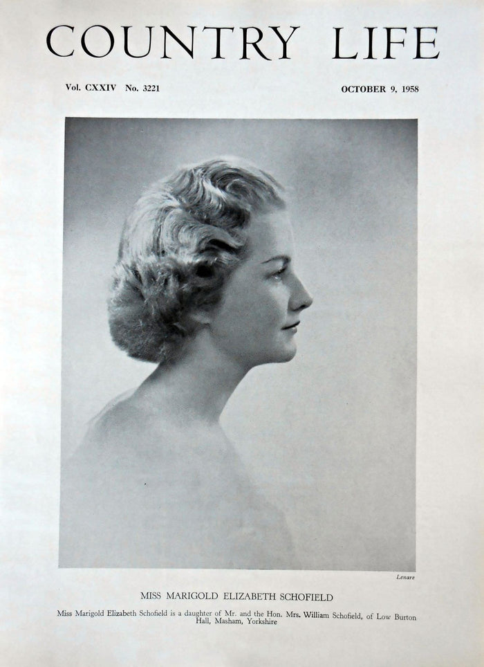 Miss Marigold Elizabeth Schofield Country Life Magazine Portrait October 9, 1958 Vol. CXXIV No. 3221