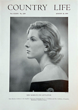 Miss Marilyn Eve Littleton Country Life Magazine Portrait August 20, 1959 Vol. CXXVI No. 3259