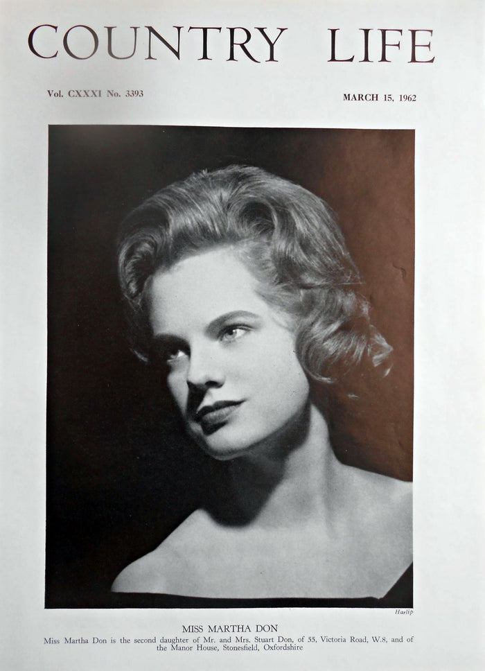 Miss Martha Don Country Life Magazine Portrait March 15, 1962 Vol. CXXXI No. 3393