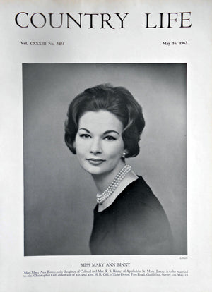 Miss Mary Ann Binny Country Life Magazine Portrait May 16, 1963 Vol. CXXXIII No. 3454