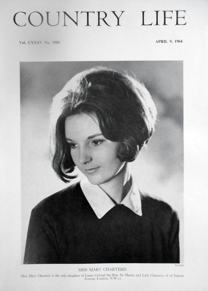 Miss Mary Charteris Country Life Magazine Portrait April 9, 1964 Vol. CXXXV No. 3501