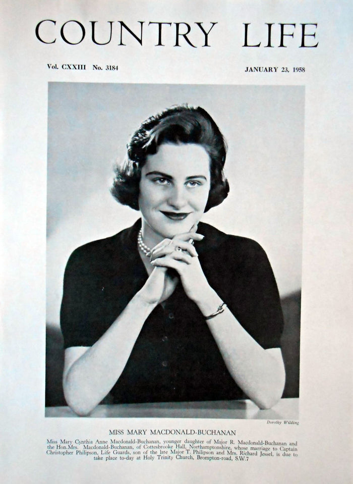Miss Mary Cynthia Anne Macdonald-Buchanan Country Life Magazine Portrait January 23, 1958 Vol. CXXIII No. 3184