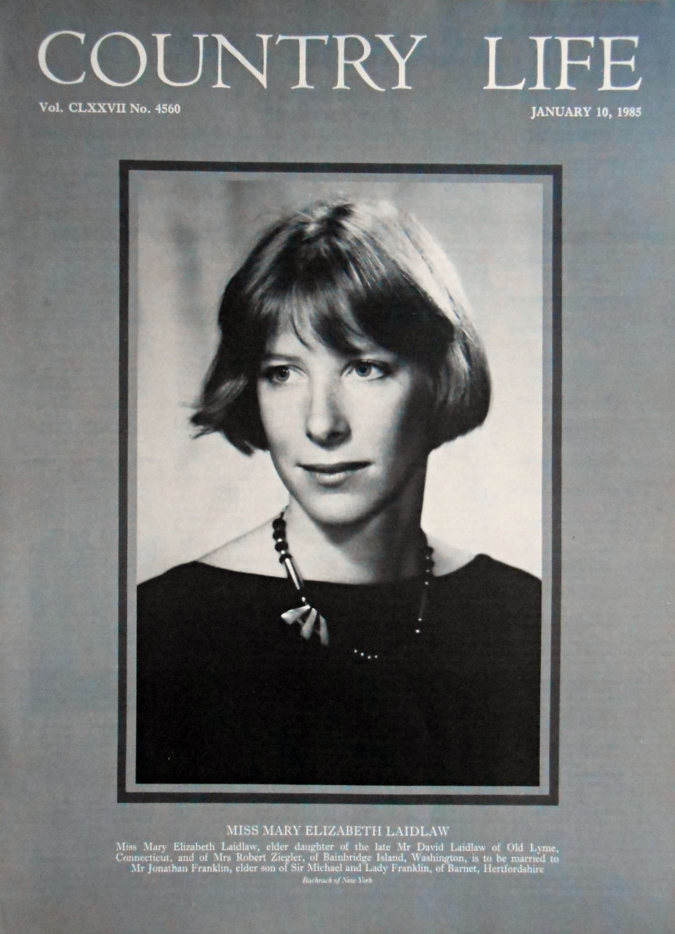 Miss Mary Elizabeth Laidlaw Country Life Magazine Portrait January 10, 1985 Vol. CLXXVII No. 4560 - Copy