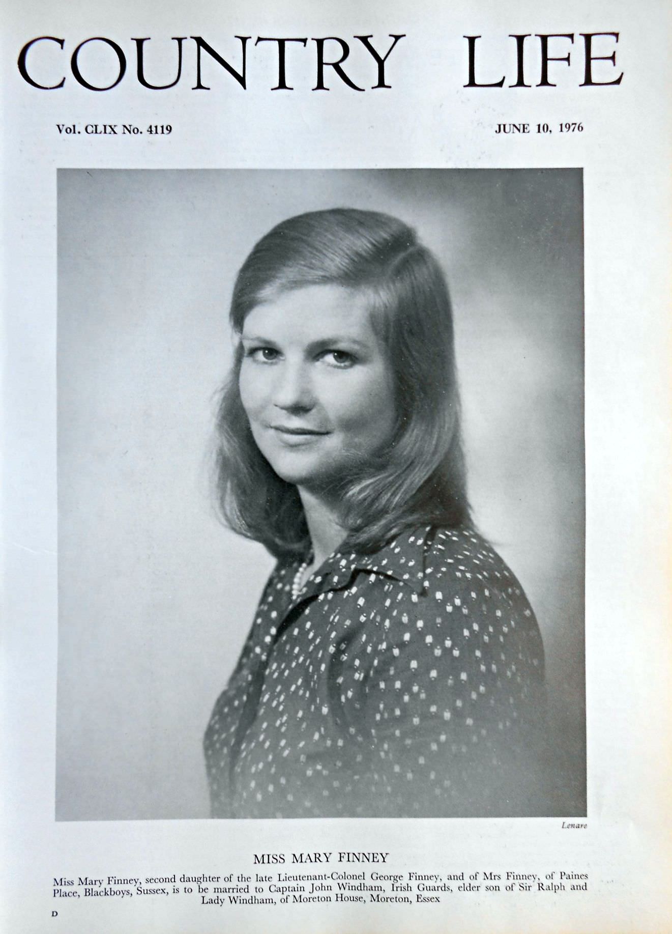Miss Mary Finney Country Life Magazine Portrait June 10, 1976 Vol. CLIX No. 4119 - Copy