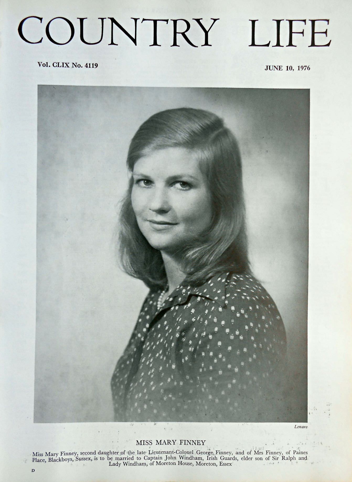 Miss Mary Finney Country Life Magazine Portrait June 10, 1976 Vol. CLIX No. 4119