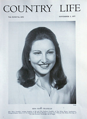 Miss Mary Franklin Country Life Magazine Portrait November 3, 1977 Vol. CLXII No. 4192 - Copy
