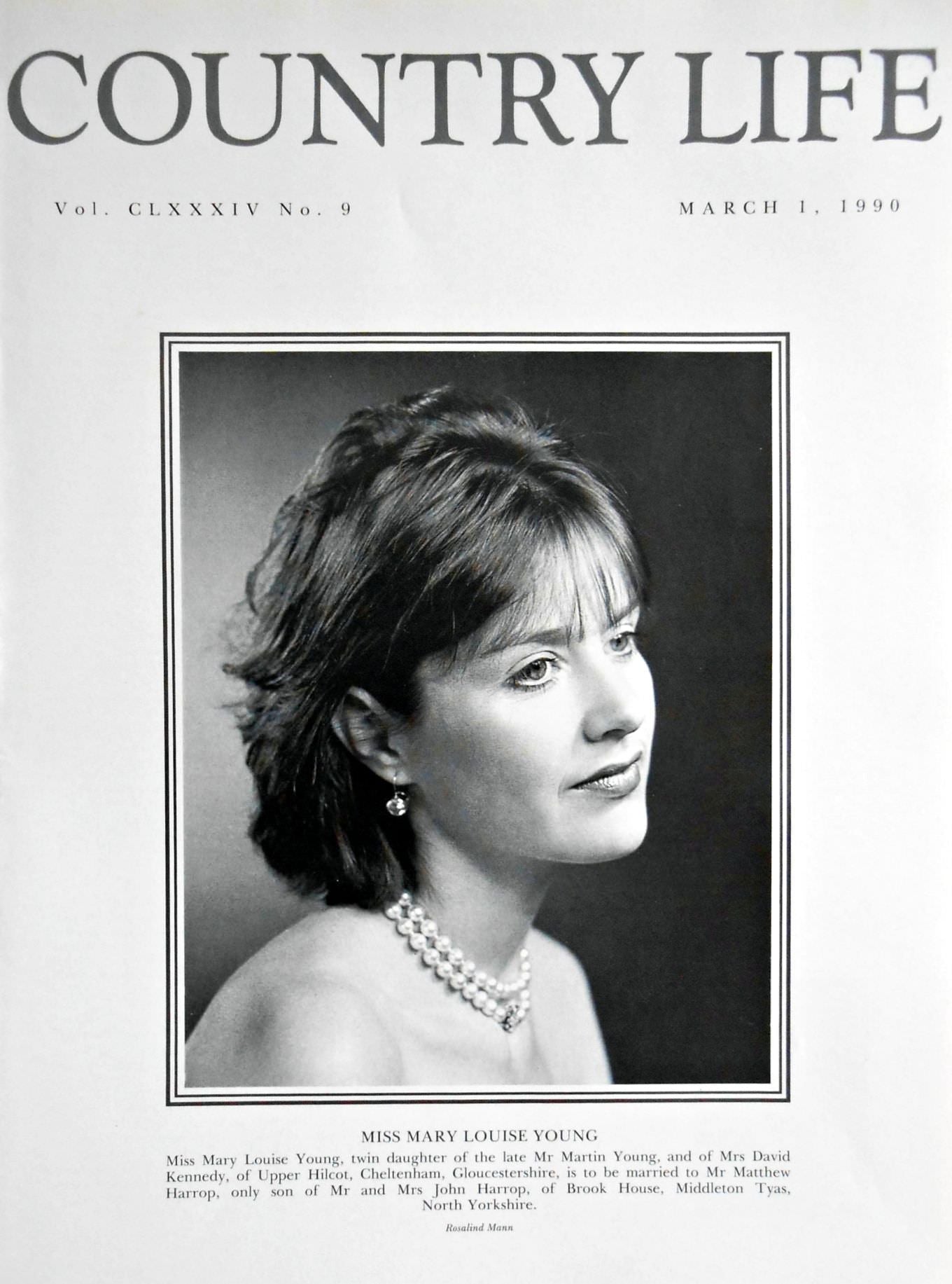 Miss Mary Louise Young Country Life Magazine Portrait March 1, 1990 Vol. CLXXXIV No. 9
