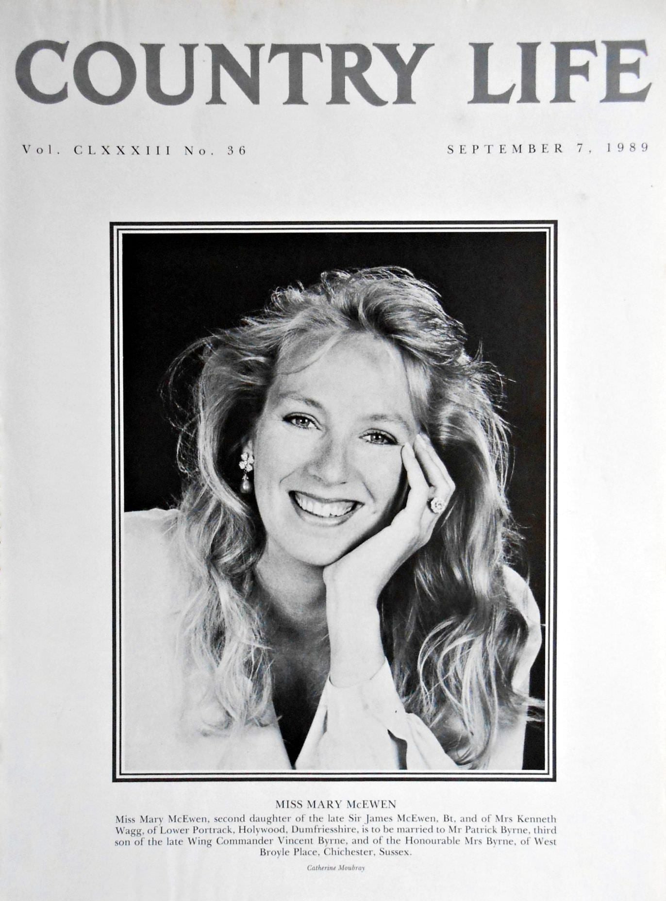 Miss Mary McEwen Country Life Magazine Portrait September 7, 1989 Vol. CLXXXIII No. 36