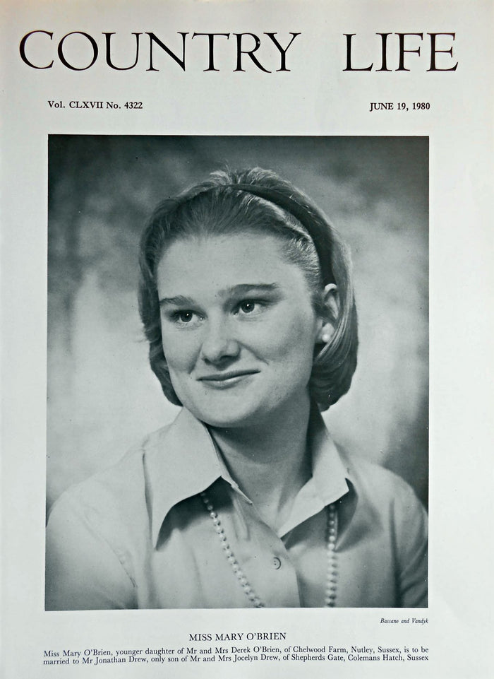 Miss Mary O'Brien Flood Country Life Magazine Portrait June 19, 1980 Vol. CLXVII No. 4322