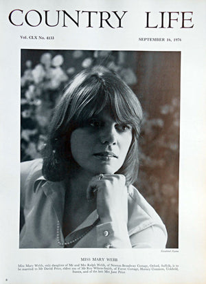 Miss Mary Webb Country Life Magazine Portrait September 16, 1976 Vol. CLX No. 4133 - Copy