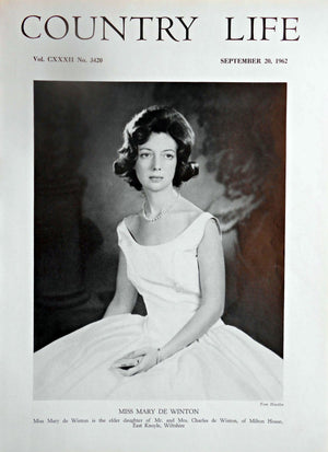 Miss Mary de Winton Country Life Magazine Portrait September 20, 1962 Vol. CXXXII No. 3420