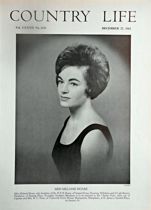 Miss Melanie Hoare Country Life Magazine Portrait December 27, 1962 Vol. CXXXII No. 3434