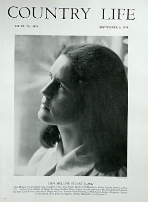 Miss Melanie Stuart-Black Country Life Magazine Portrait September 9, 1971 Vol. CL No. 3874