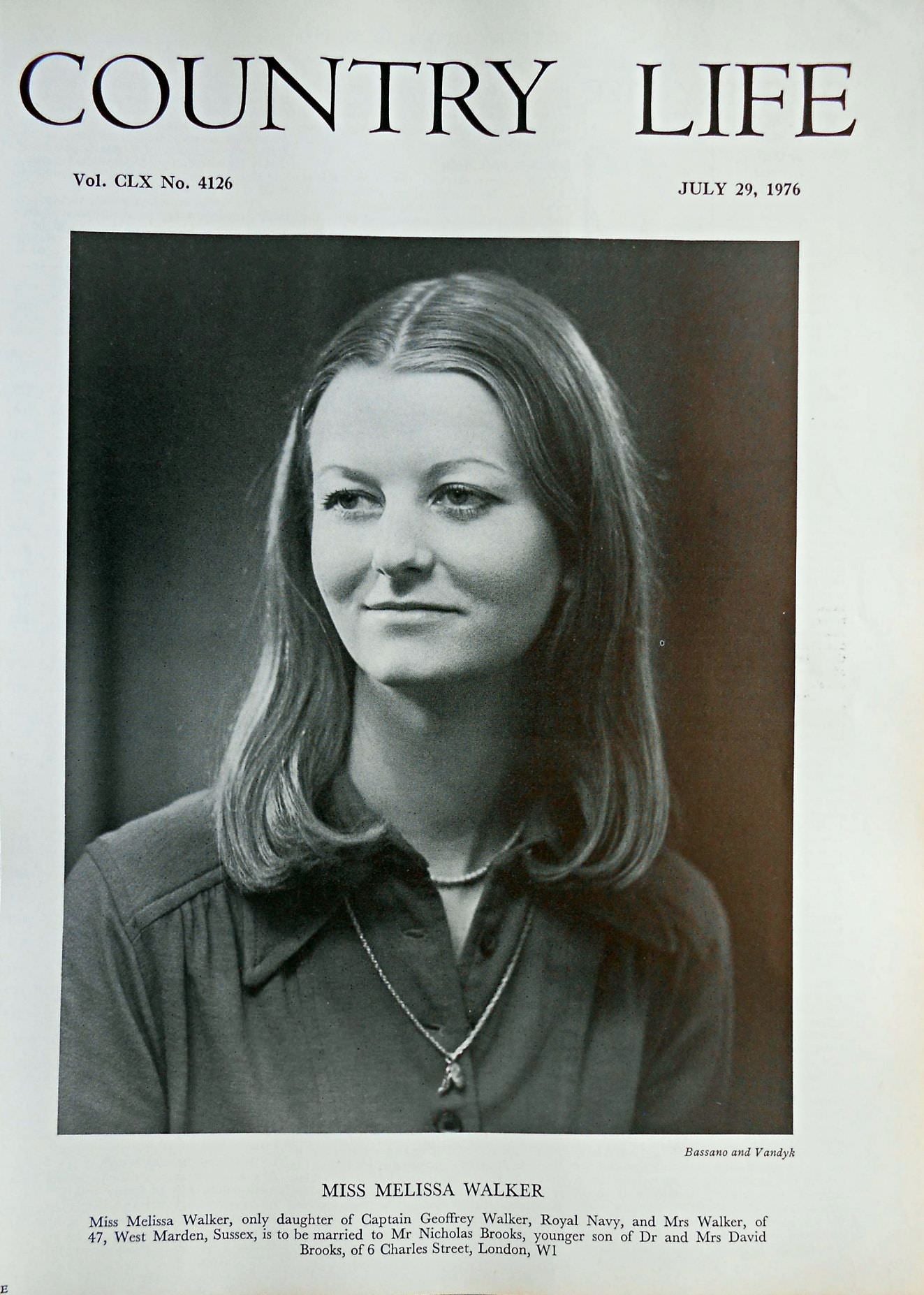 Miss Melissa Walker Country Life Magazine Portrait July 29, 1976 Vol. CLX No. 4126 - Copy