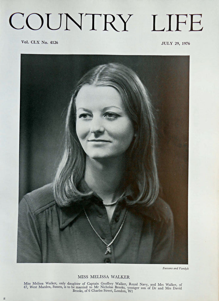 Miss Melissa Walker Country Life Magazine Portrait July 29, 1976 Vol. CLX No. 4126