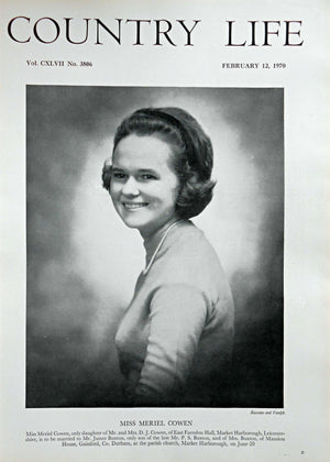 Miss Meriel Cowen Country Life Magazine Portrait February 12, 1970 Vol. CXLVII No. 3806
