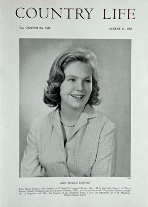 Miss Merle Ropner Country Life Magazine Portrait August 11, 1960 Vol. CXXVIII No. 3310