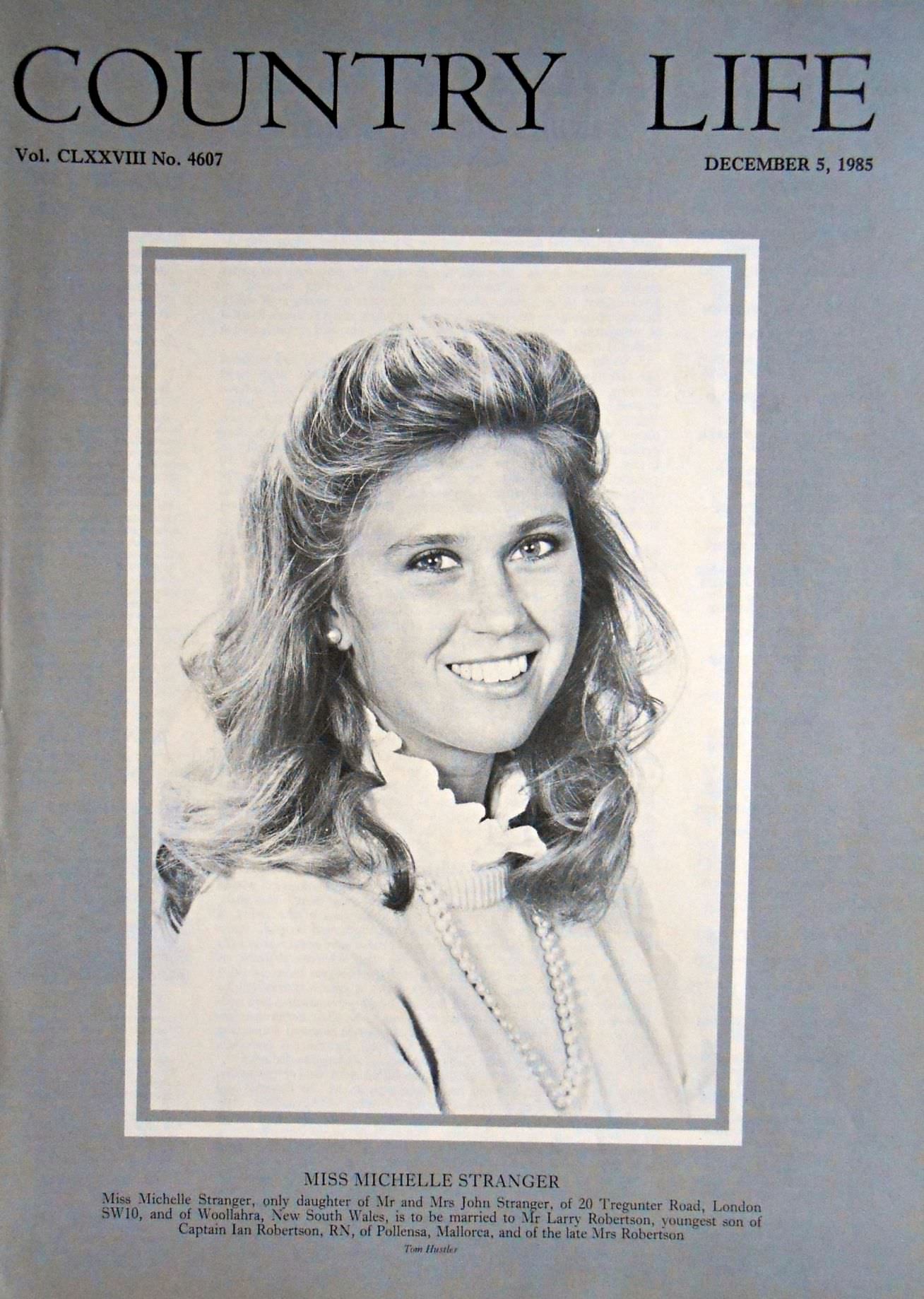 Miss Michelle Stranger Country Life Magazine Portrait December 5, 1985 Vol. CLXXVIII No. 4607 - Copy