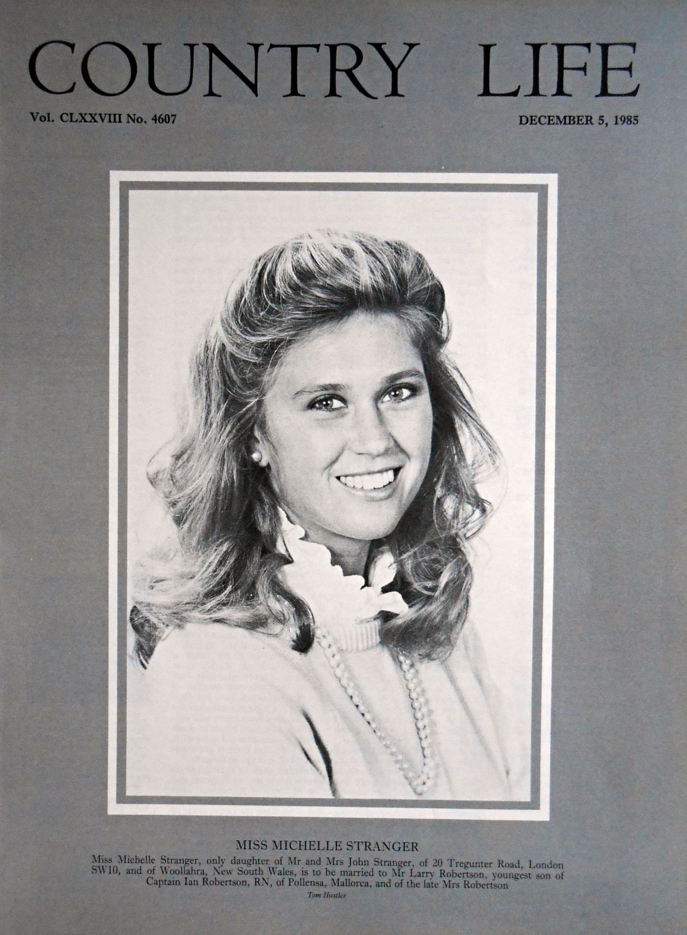 Miss Michelle Stranger Country Life Magazine Portrait December 5, 1985 Vol. CLXXVIII No. 4607