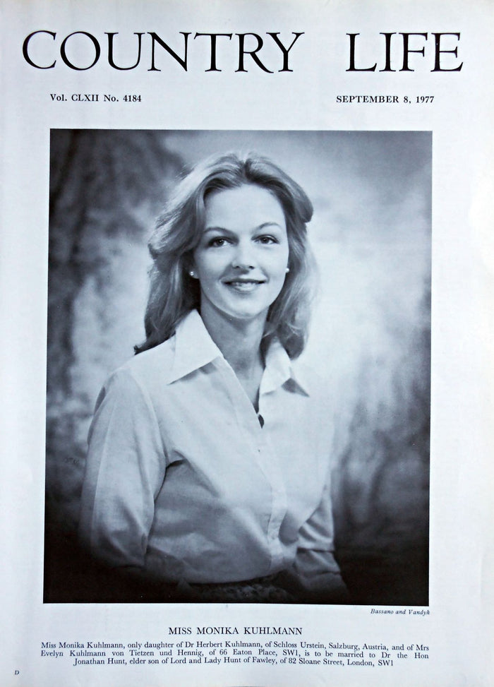 Miss Monika Kuhlmann Country Life Magazine Portrait September 8, 1977 Vol. CLXII No. 4184