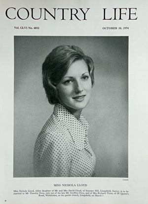 Miss Nichola Lloyd Country Life Magazine Portrait October 10, 1974 Vol. CLVI No. 4032 - Copy