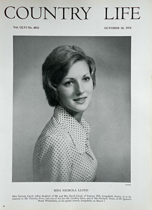 Miss Nichola Lloyd Country Life Magazine Portrait October 10, 1974 Vol. CLVI No. 4032