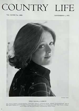 Miss Nicola Gibbon Country Life Magazine Portrait November 6, 1975 Vol. CLVIII No. 4088