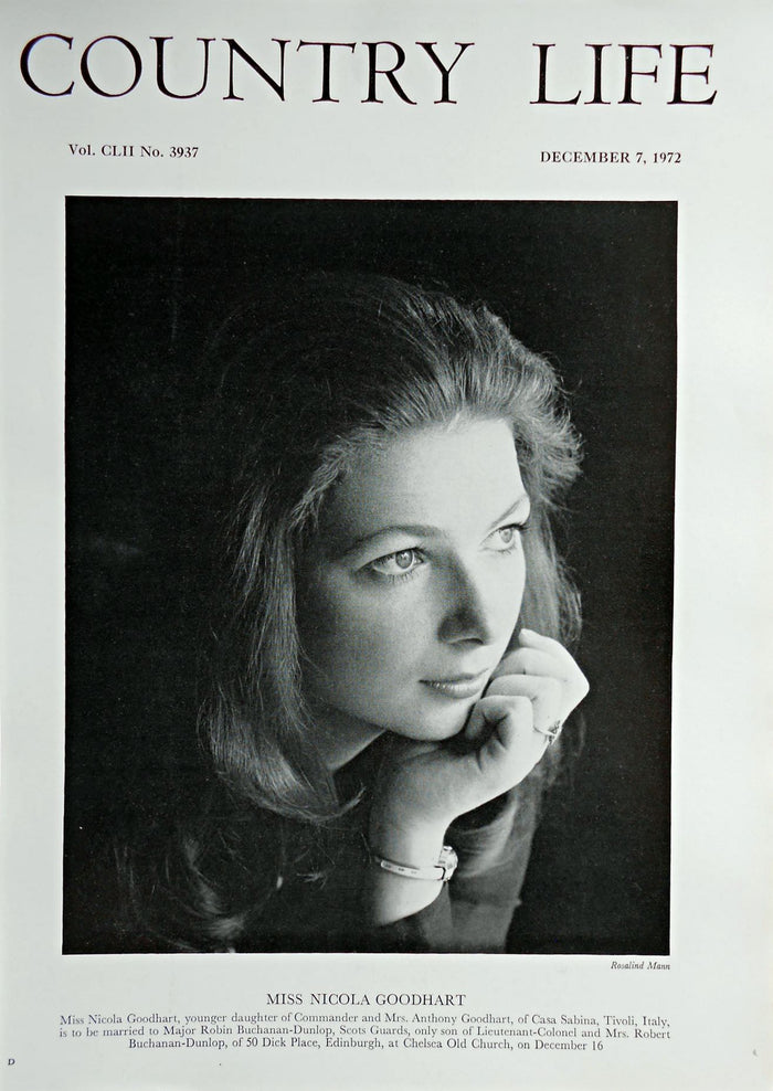 Miss Nicola Goodhart Country Life Magazine Portrait December 7, 1972 Vol. CLII No. 3937