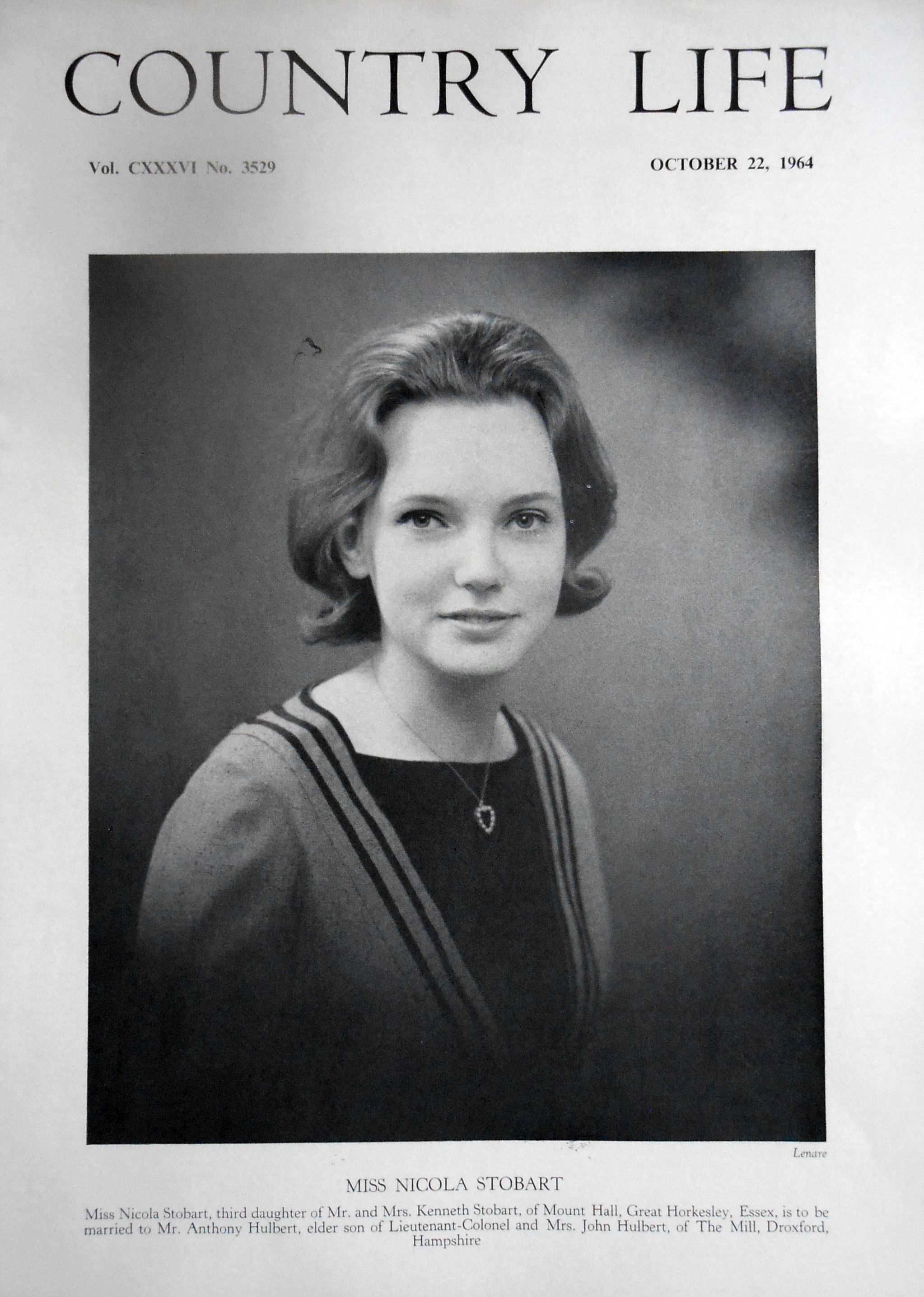 Miss Nicola Stobart Country Life Magazine Portrait October 22, 1964 Vol. CXXXVI No. 3529 - Copy