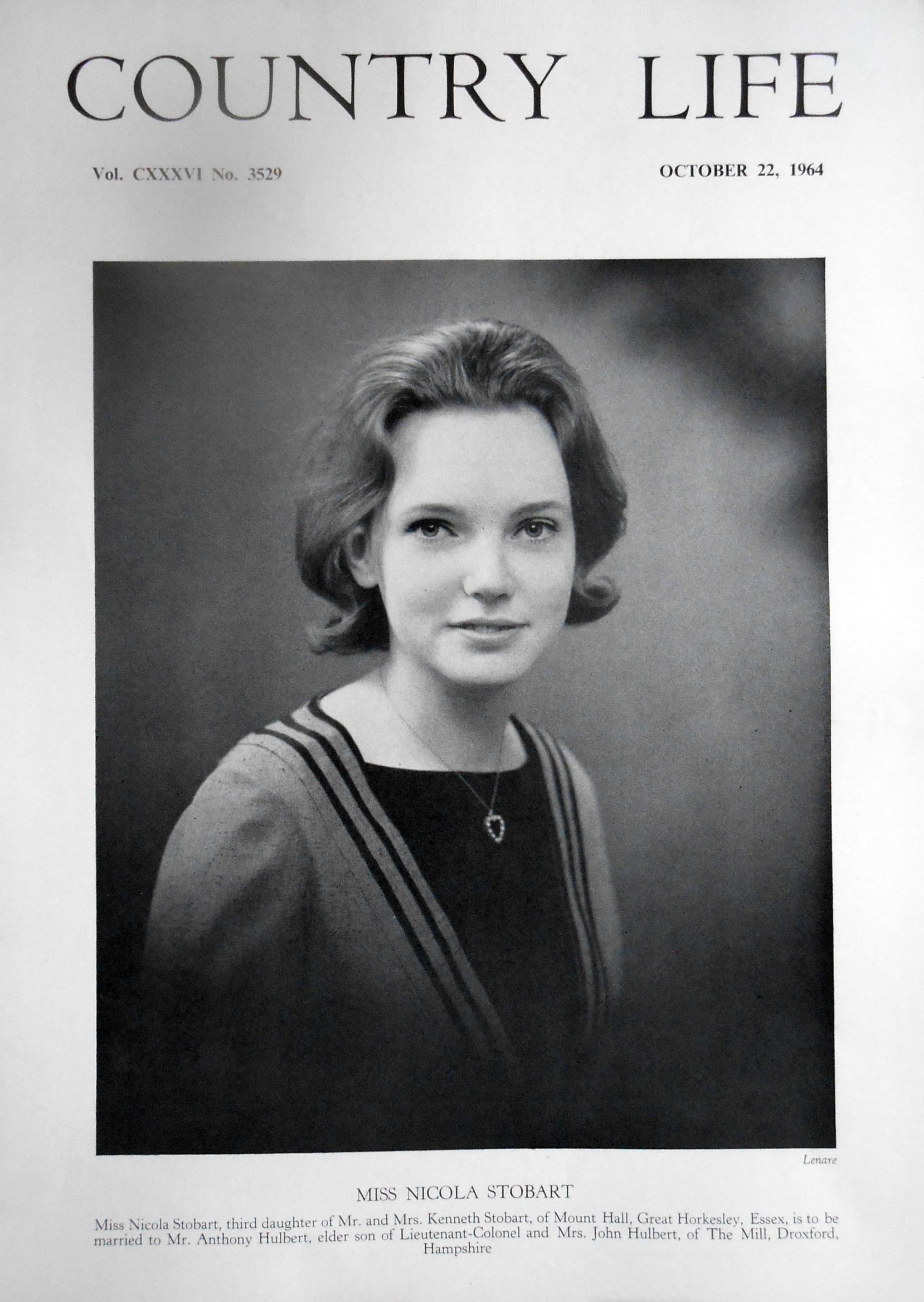 Miss Nicola Stobart Country Life Magazine Portrait October 22, 1964 Vol. CXXXVI No. 3529