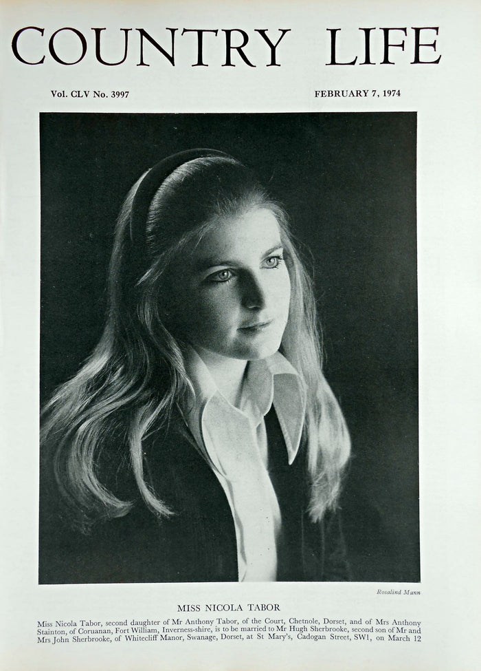 Miss Nicola Tabor Country Life Magazine Portrait February 7, 1974 Vol. CLV No. 3997