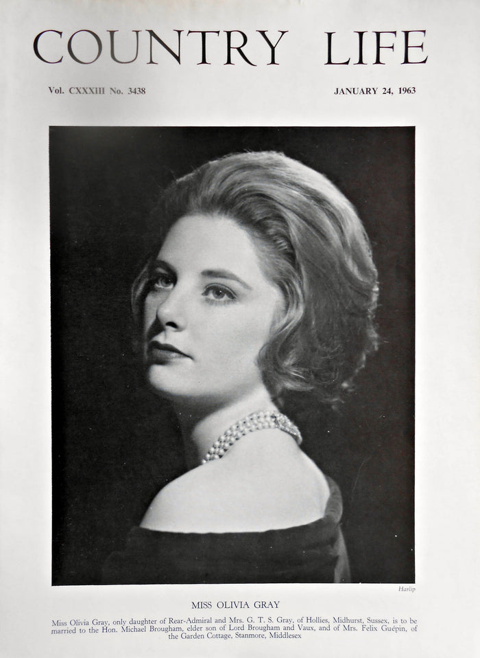 Miss Olivia Gray Country Life Magazine Portrait January 24, 1963 Vol. CXXXIII No. 3438