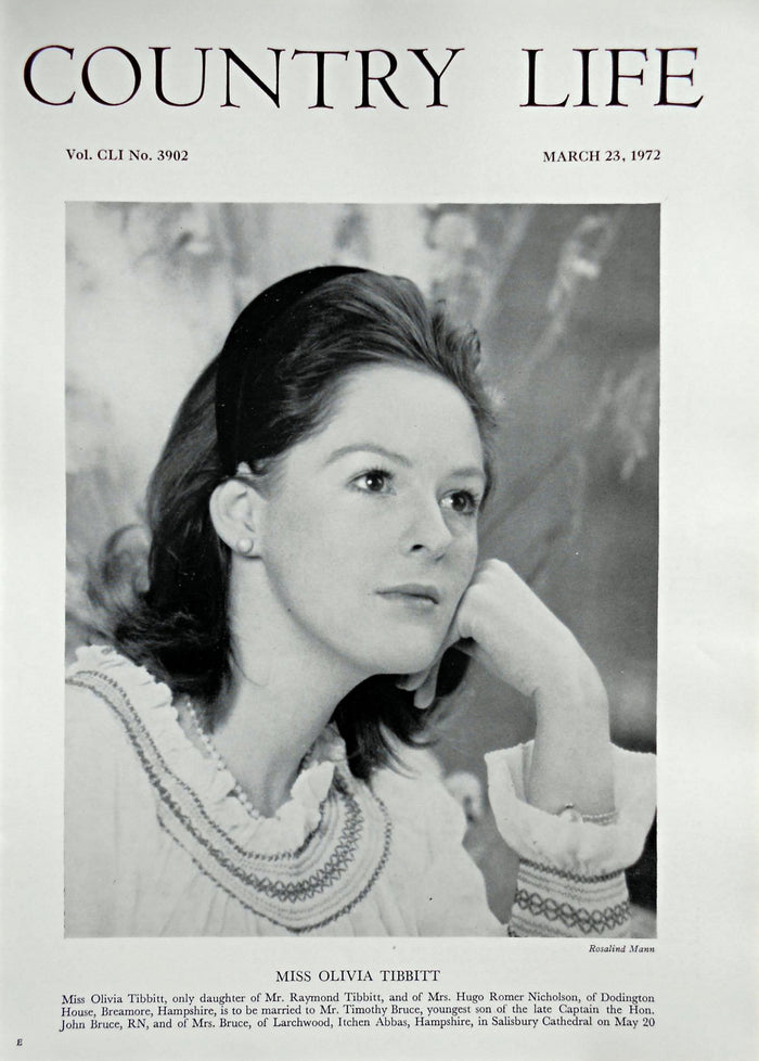 Miss Olivia Tibbitt Country Life Magazine Portrait March 23, 1972 Vol. CLI No. 3902