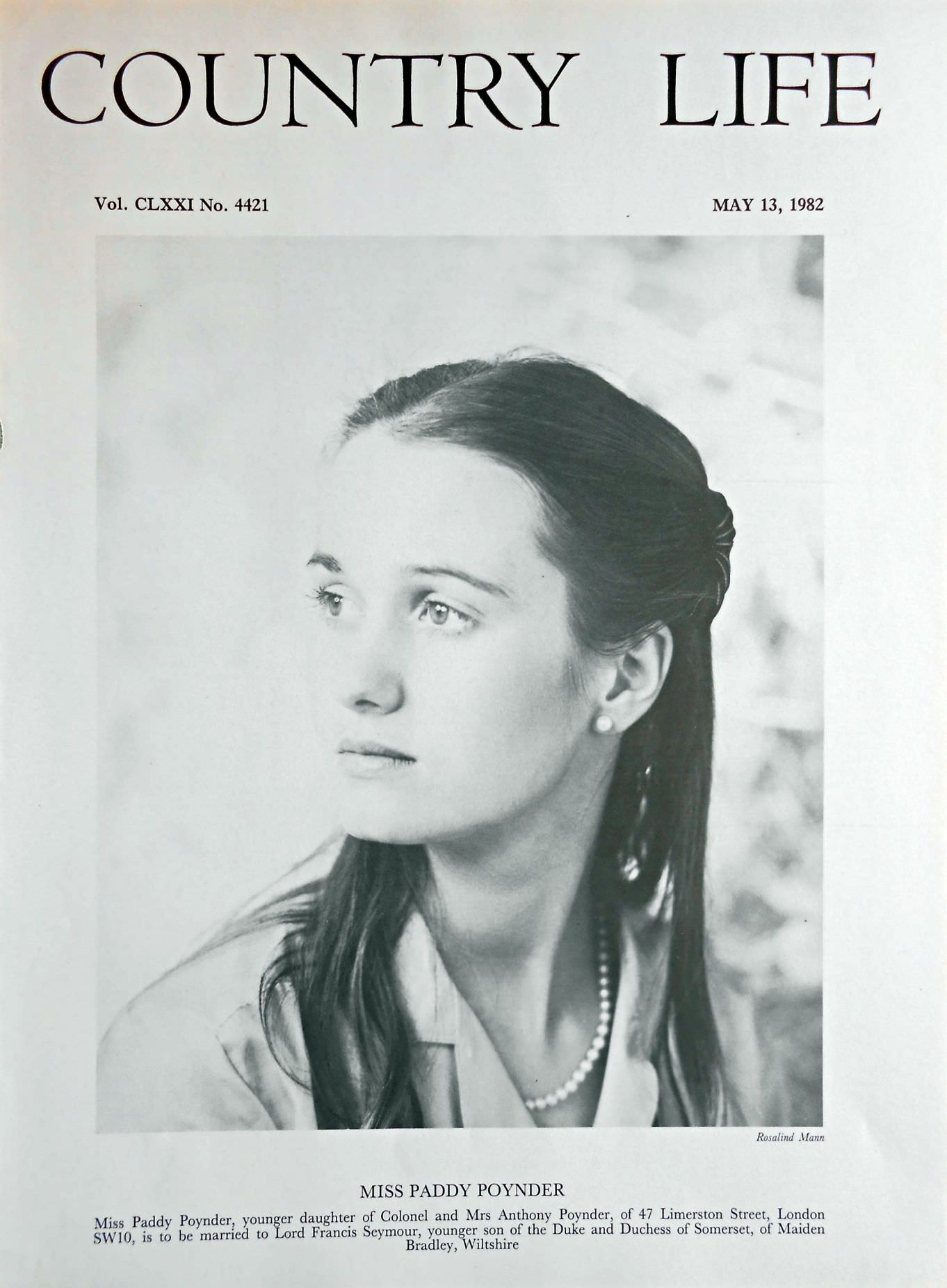 Miss Paddy Poynder Country Life Magazine Portrait May 13, 1982 Vol. CLXXI No. 4421 - Copy