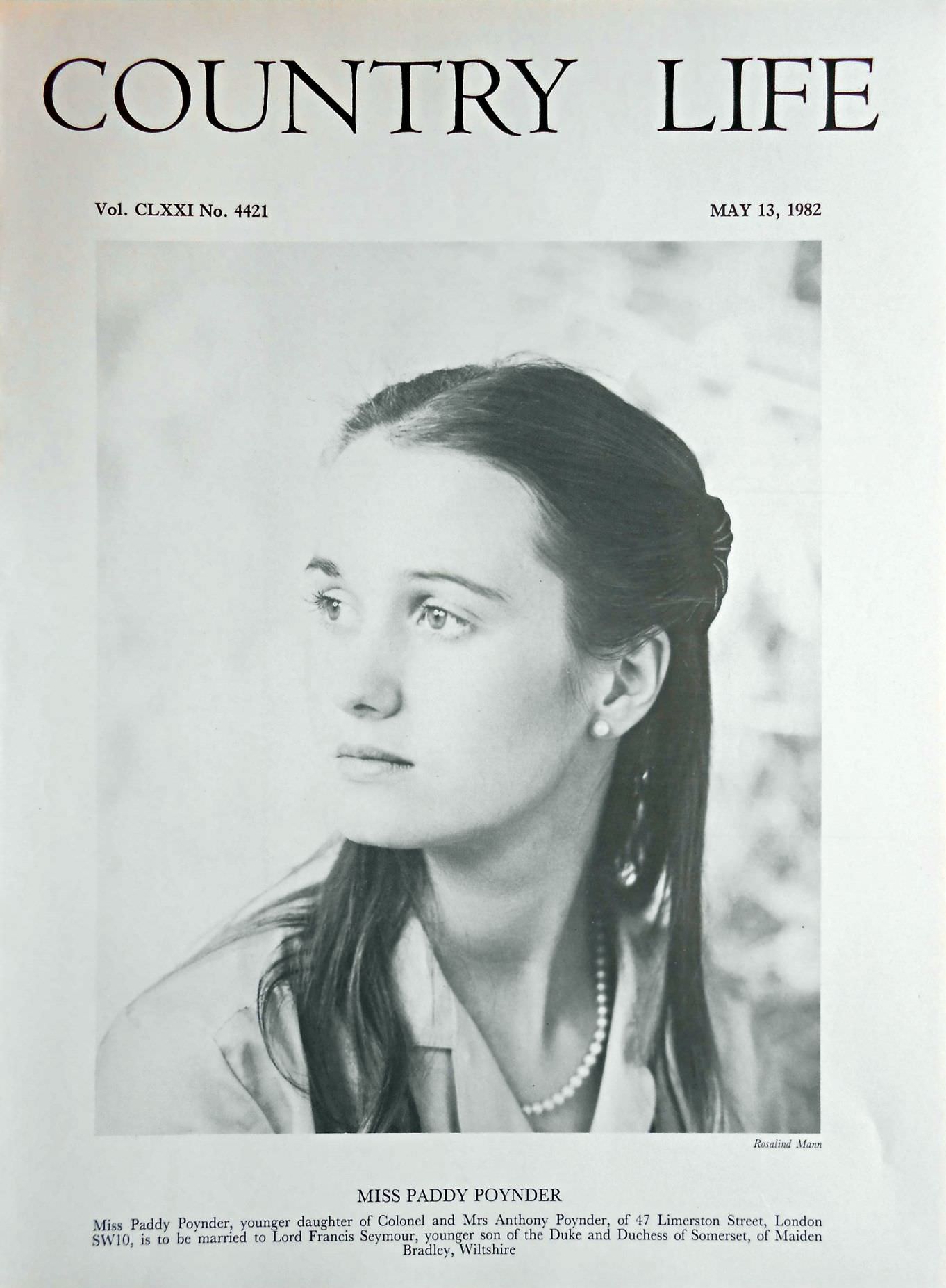 Miss Paddy Poynder Country Life Magazine Portrait May 13, 1982 Vol. CLXXI No. 4421 - Copy 2