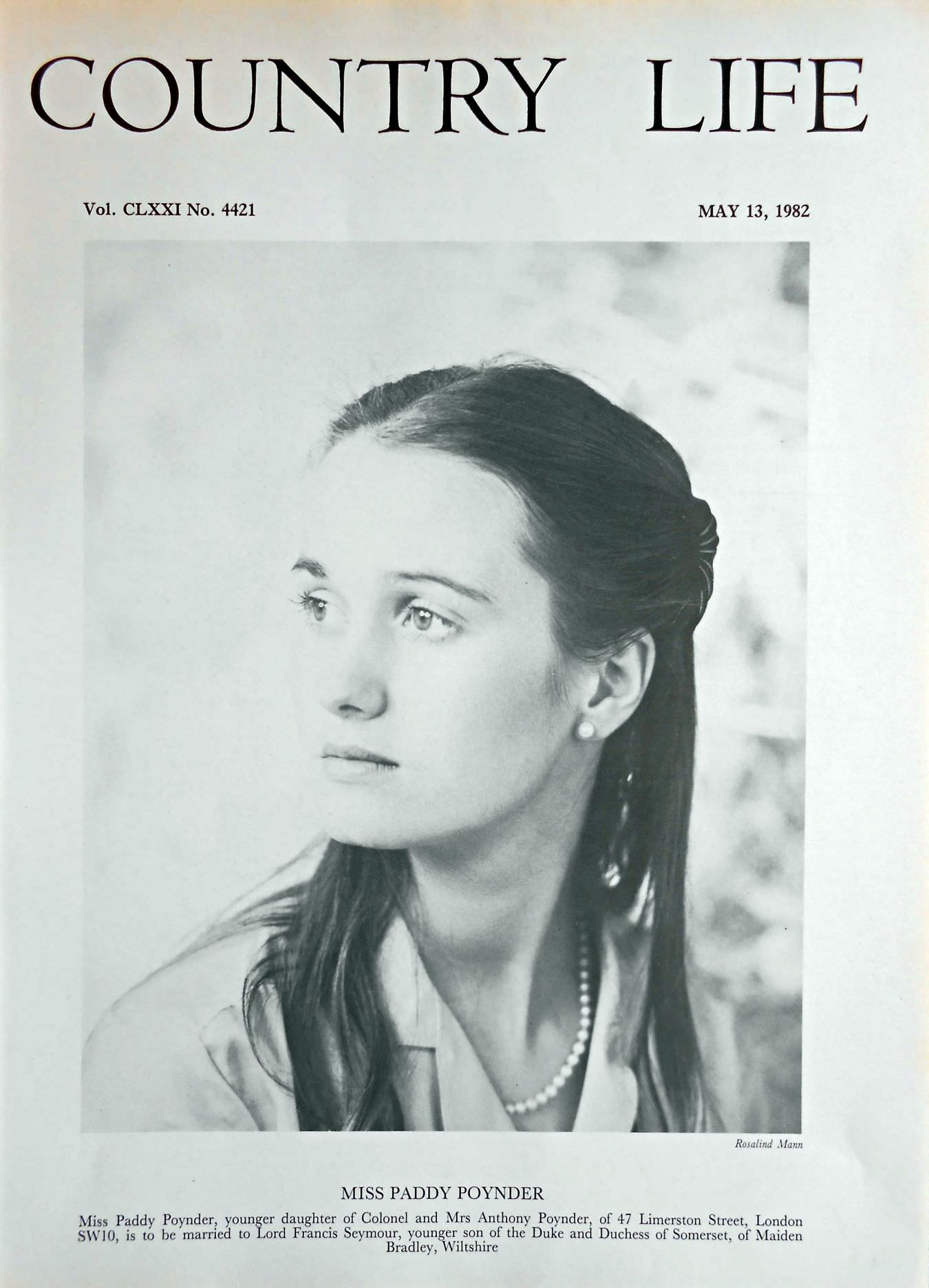 Miss Paddy Poynder Country Life Magazine Portrait May 13, 1982 Vol. CLXXI No. 4421