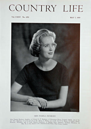 Miss Pamela Bunbury Country Life Magazine Portrait May 7, 1959 Vol. CXXV No. 3251