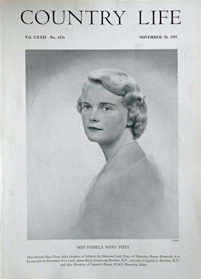 Miss Pamela Mary Pizey Country Life Magazine Portrait November 28, 1957 Vol. CXXII No. 3176
