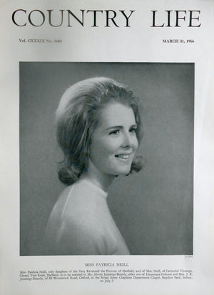 Miss Patricia Neill Country Life Magazine Portrait March 31, 1966 Vol. CXXXIX No. 3604
