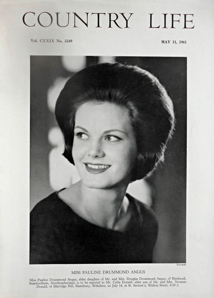 Miss Pauline Drummond Angus Country Life Magazine Portrait May 11, 1961 Vol. CXXIX No. 3349