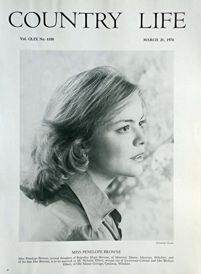 Miss Penelope Browne Country Life Magazine Portrait March 25, 1976 Vol. CLIX No. 4108