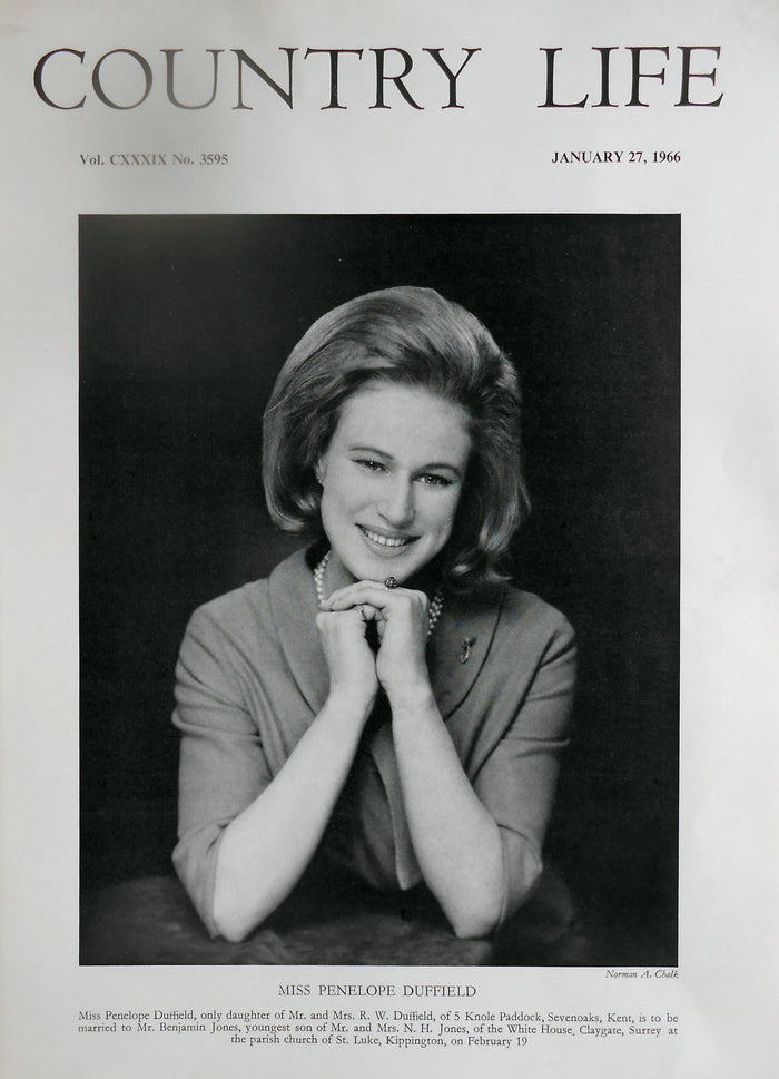 Miss Penelope Duffield Country Life Magazine Portrait January 27, 1966 Vol. CXXXIX No. 3595