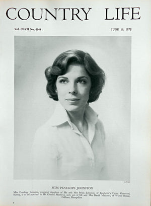 Miss Penelope Johnston Country Life Magazine Portrait June 19, 1975 Vol. CLVII No. 4068