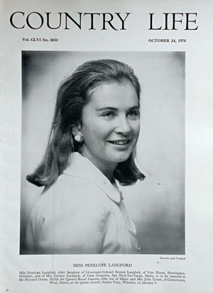 Miss Penelope Langford Country Life Magazine Portrait October 24, 1974 Vol. CLVI No. 4034