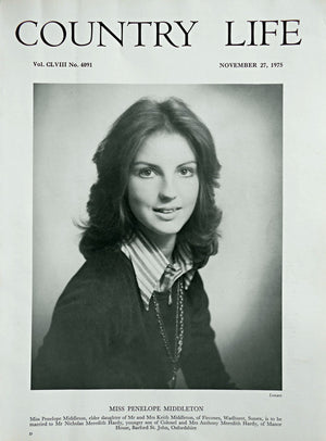 Miss Penelope Middleton Country Life Magazine Portrait November 27, 1975 Vol. CLVIII No. 4091 - Copy