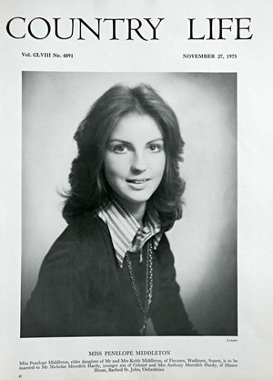 Miss Penelope Middleton Country Life Magazine Portrait November 27, 1975 Vol. CLVIII No. 4091