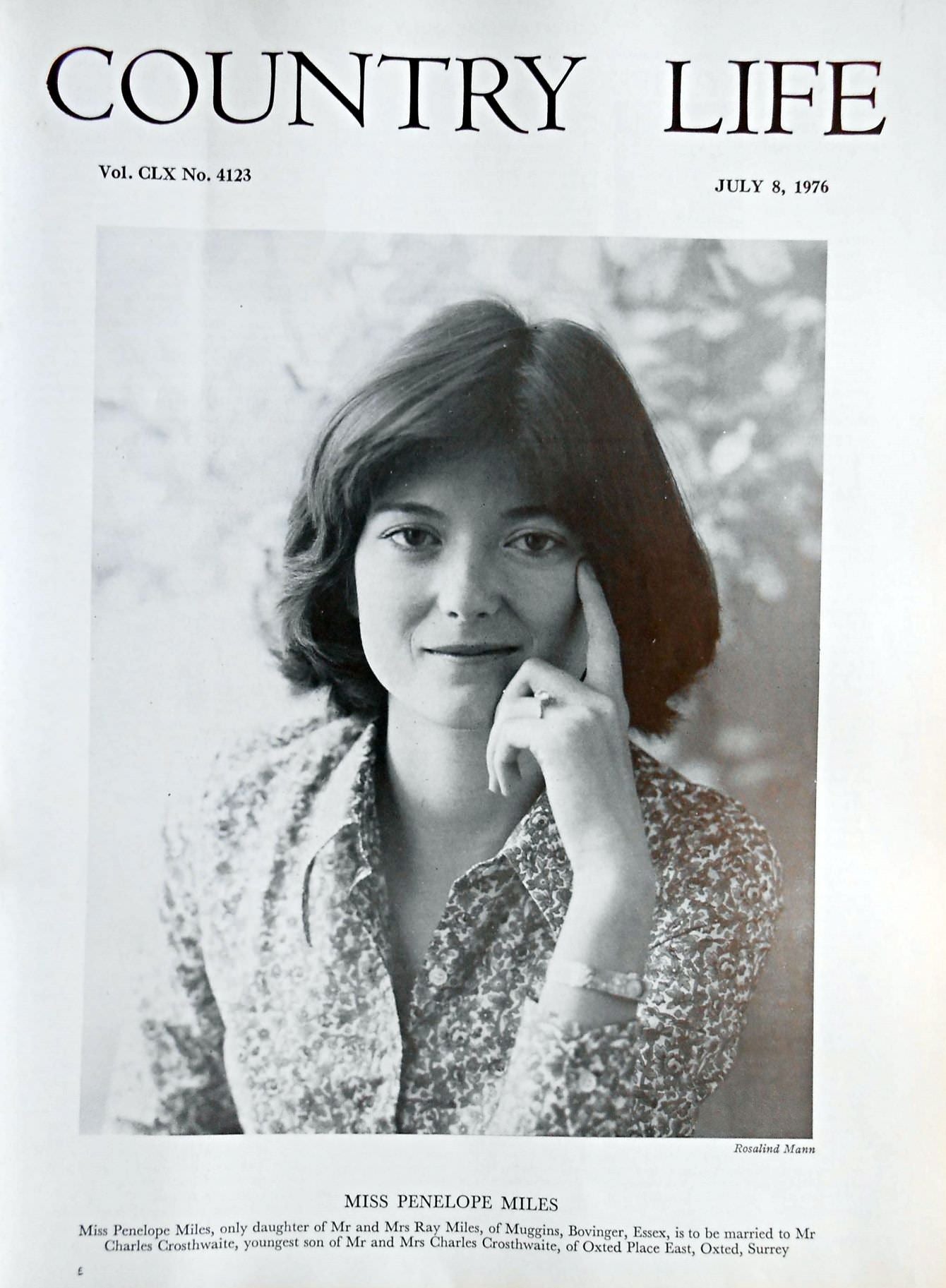 Miss Penelope Miles Country Life Magazine Portrait July 8, 1976 Vol. CLX No. 4123