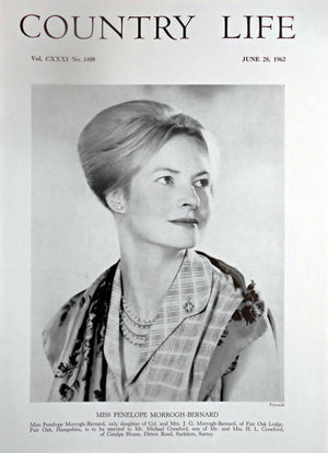 Miss Penelope Morrogh-Bernard Country Life Magazine Portrait June 28, 1962 Vol. CXXXI No. 3408
